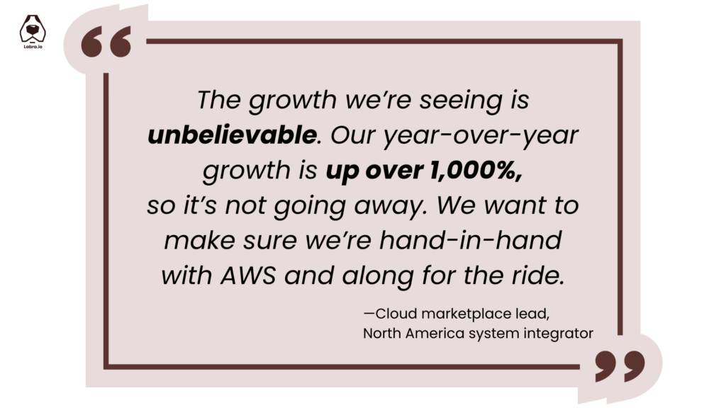 The growth we’re seeing is unbelievable. Our year-over-year growth is up over 1,000%, so it’s not going away. We want to make sure we’re hand-in-hand with AWS and along for the ride.
